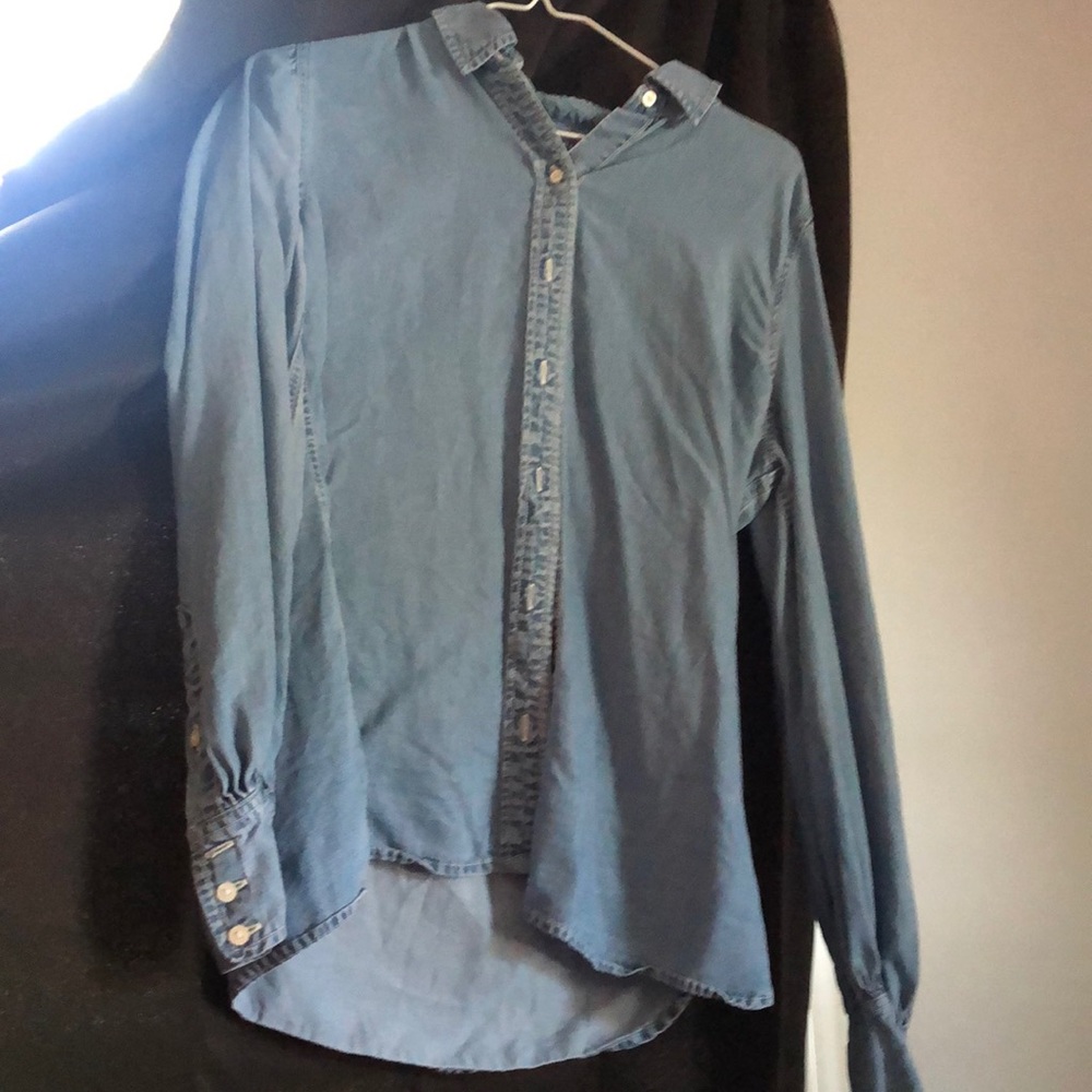 ralph lauren button down, jean material.